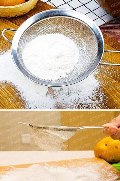 Arsimo Paslanmaz Çelik Un Eleği 18 Cm | Saplı Şeker Bakliyat Süzgeci Elek