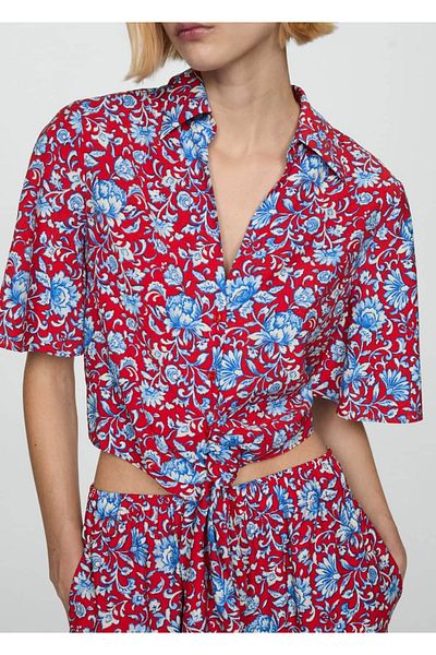 MANGO Woman Hemd mit floralem Knotendetail