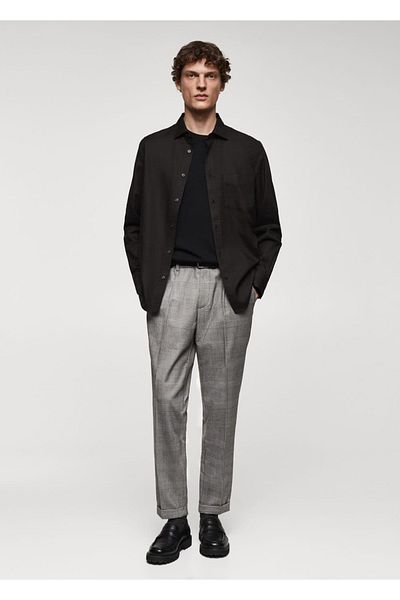 MANGO Man Checkered Pleated Pants