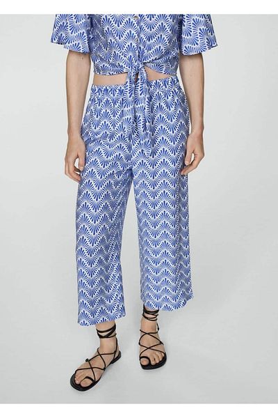 MANGO Woman Patterned trousers with straight cut