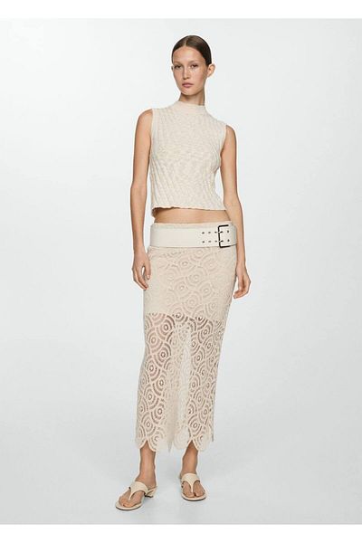 MANGO Woman Spódnica midi z krokodyla