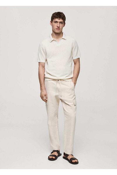 MANGO Man Cotton Linen Cargo Pants