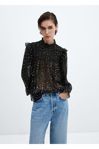 MANGO Woman Bluse mit Volantmuster