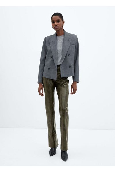 MANGO Woman Flare Cut Animal Pattern Trousers