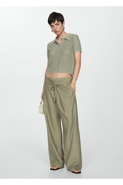 MANGO Woman Perforated Knitted Polo Shirt