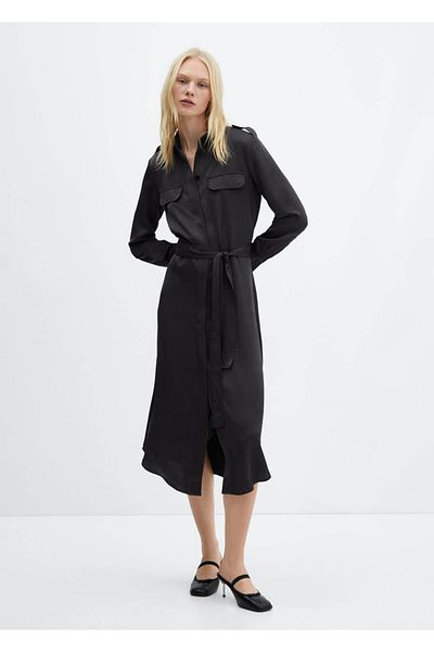 MANGO Woman Saténové košilové šaty – stylový a pohodlný design