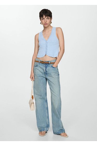 MANGO Woman Vesta tricotaje cu detalii ajurate