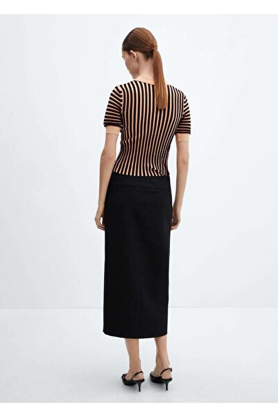 MANGO Woman Çizgili polo yaka kazak