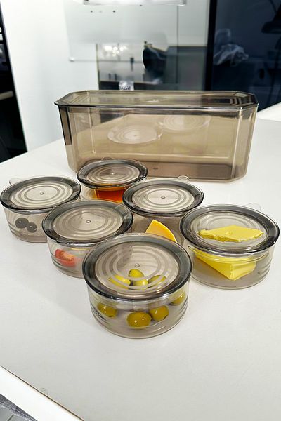 Arsimo 7 Piece Breakfast Set with Crystal Storage Box and Vacuum Lid| 7-Piece Breakfast Set Anthracite