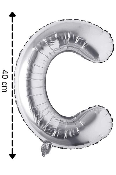 ELGALA Foil Balloon Letter C Helium Balloon 40 Cm Silver Color