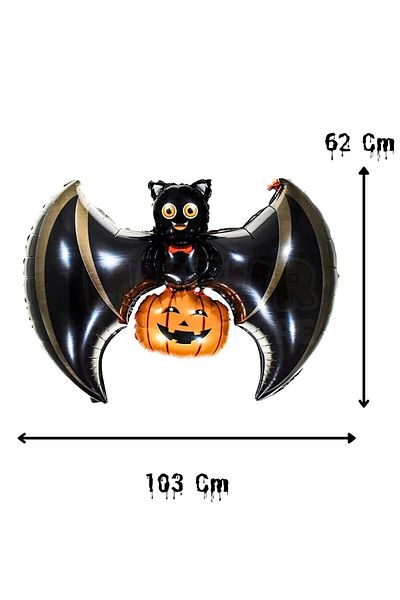 Huzur Party Store 62x103 Cm Bat Pumpkin Foil Balloon - Halloween Party and Halloween Decorative Balloon