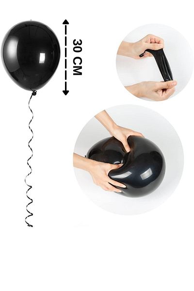 ELGALA Shiny Helium Balloon - 10 Pcs Black Color