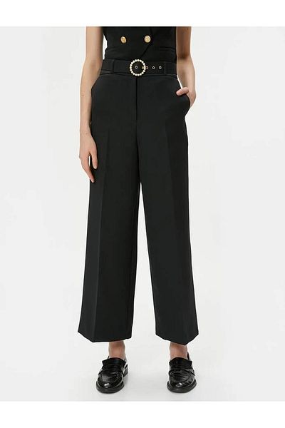 Koton Women's Fabric Trousers Black 4sak40047uw