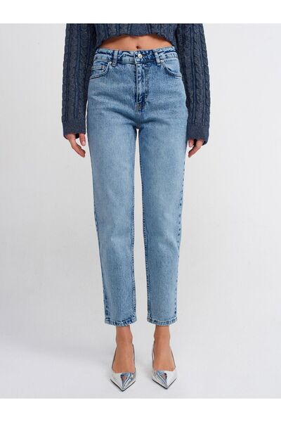 WODDİ Γυναικείο τζιν παντελόνι Leo 90's Dora Mom Fit Snow Wash