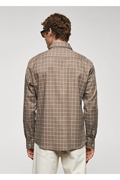 MANGO Man Kareli Flanel Pamuklu Gömlek