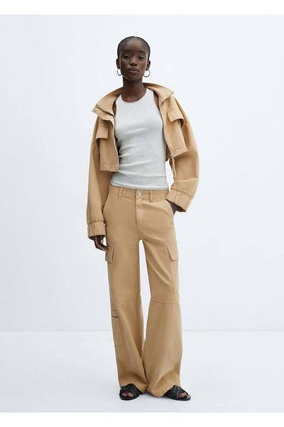 MANGO Woman Cargo Jean Trousers - Pocket Design