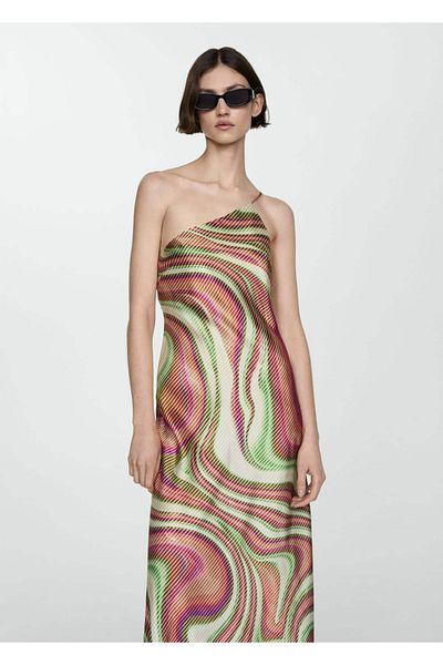 MANGO Woman Satin Patterned Dress