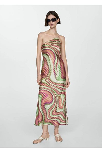 MANGO Woman Satin Patterned Dress