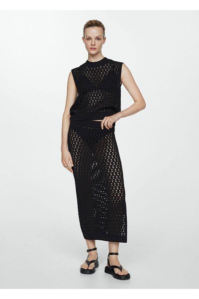 MANGO Woman Prolamovaná pletená sukně - pohodlný a stylový design