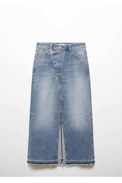 MANGO Woman Asimetrik denim etek