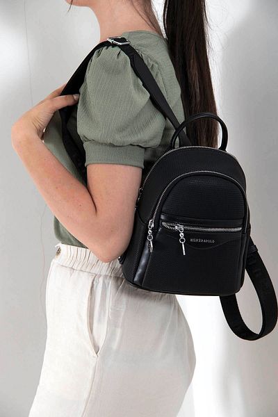 Silver Polo Rucsac de damă model 983 - două compartimente, negru/negru