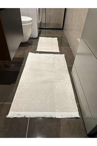 CENTER AVM Μοκέτα μπάνιου Μαλακό που πλένεται στο πλυντήριο Ανθεκτικό στους λεκέδες Λευκό βελούδινο χαλάκι μπάνιου Σετ μπάνιου