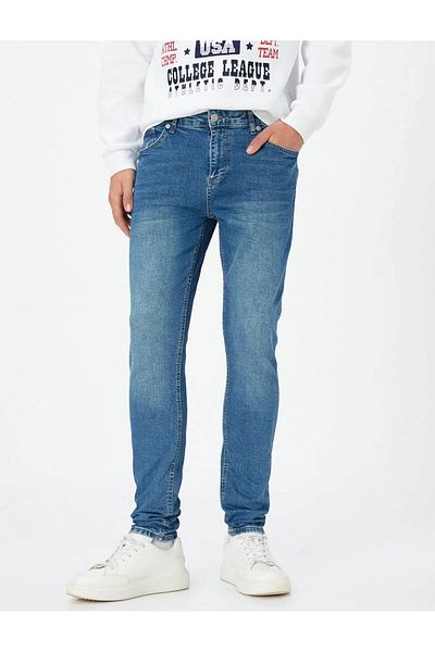 Koton Ανδρικό βαμβακερό τζιν παντελόνι 4wam40187nd 740 Medium Indigo