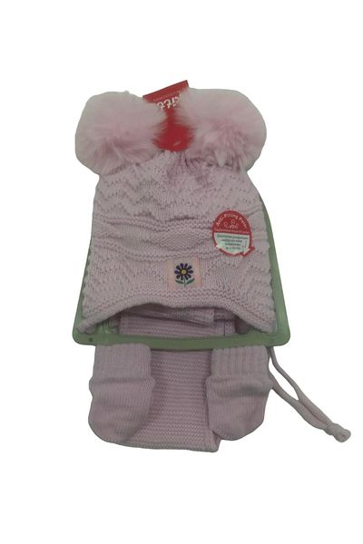 Kitti Gloves Scarf Beanie Set Light Pink 0-18 Months