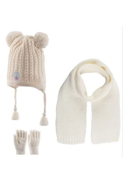 Kitti Gloves Scarf Beanie Set Cream 4-8 Years