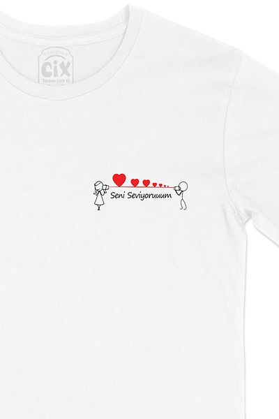 Cix I Love You Desen Pocket Logo Design Tricou alb
