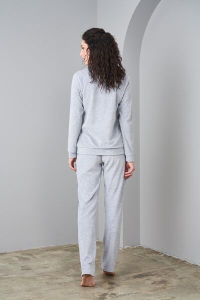 PJS 24579 Kadın Sıfır Yaka Kadife Spor Takım