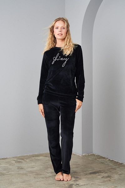 PJS 24579 بدلة رياضية نسائية مخملية برقبة دائرية