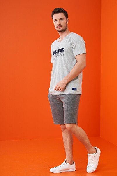 PJS 23306 Чоловічий комплект шортів з кишенями та принтом