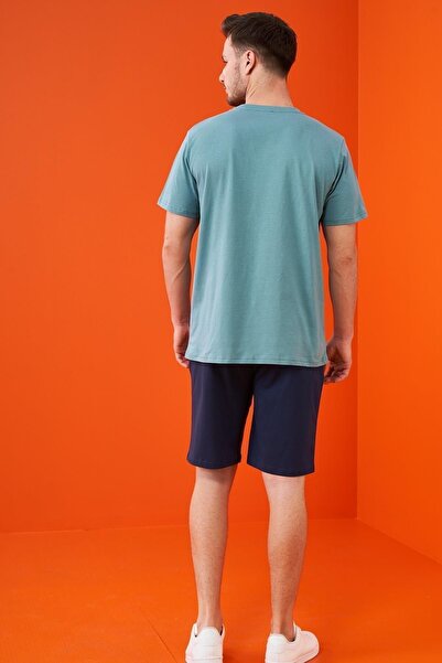 PJS 23306 Чоловічий комплект шортів з кишенями та принтом