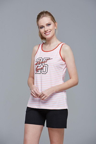 PJS 21472 Women's Strappy Striped Shorts Set