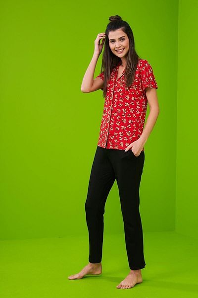 PJS 23230 Women's Patterned Placket Pajama Set
