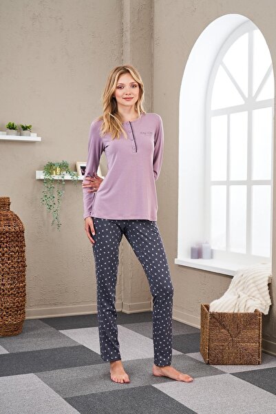 PJS 23530 Kadın Patlı Desenli Pijama Takım