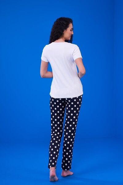 PJS 23147 Жіночий піжамний комплект з коротким рукавом та крапками