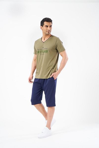 PJS Pajamas Men's Capri Suit Green 22338-