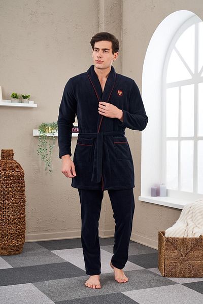 PJS 23715 Men's Fleece Dressing Gown