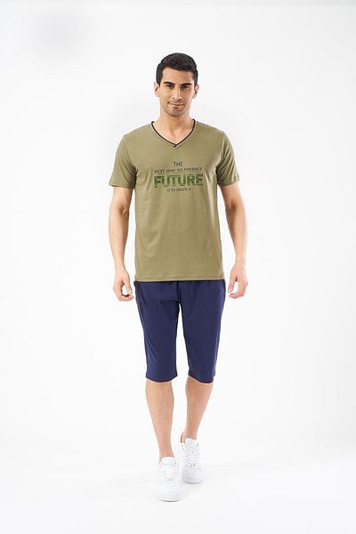 PJS Pajamas Men's Capri Suit Green 22338-