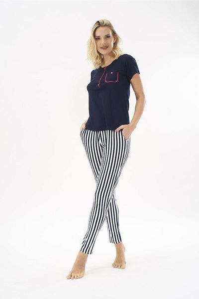 PJS 22216 طقم بيجامة نسائي مخطط