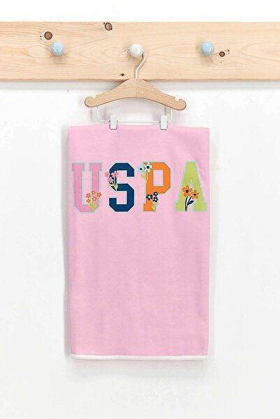 U.S. Polo Assn. US Polo Assn. بطانية أطفال بناتي مرخصة بلون كريمي - موديل زهور