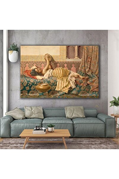 Francesco Ballesio Women's Tambourine in Bed Orientalism Decor Canvas Table AR030217