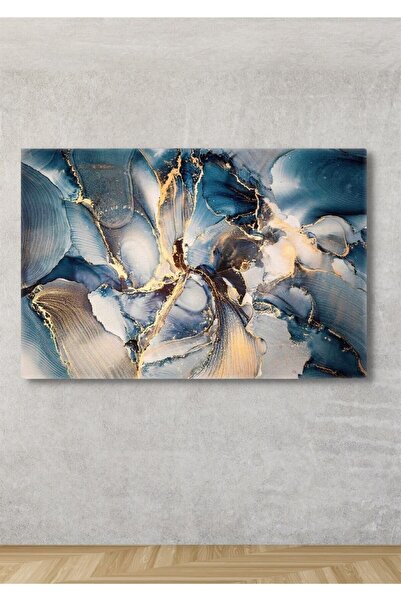 Şehzat Mermer Görünümlü Soyut Kanvas Tablo - Salon Oturma Yatak Odası Ofis An...