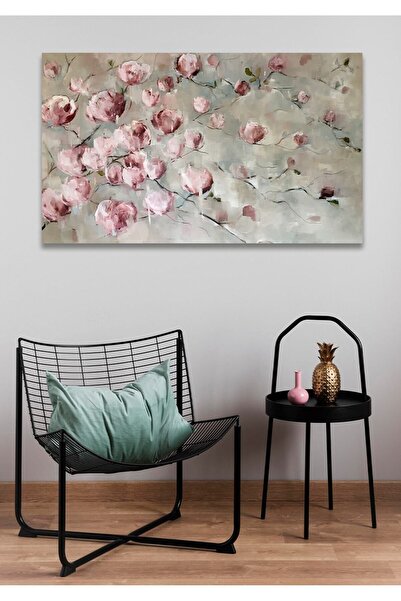 Şehzat 100x140 Pembe Çiçek Duvar Kanvas Tablo