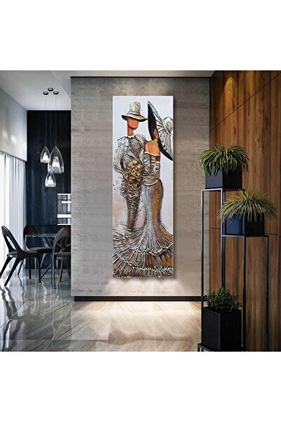 Şehzat Gelin Ve Damat Rölyef Görünümlü Dikey Panaromik Kanvas Tablo