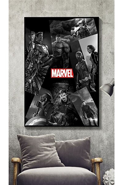 Şehzat Marvel Temalı Siyah Ahşap Kanvas Tablo