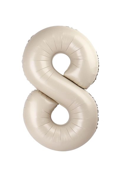 Paparti 76cm 34" Cream Foil Balloon - Number 8, Suitable for Heliuma Party Balloon
