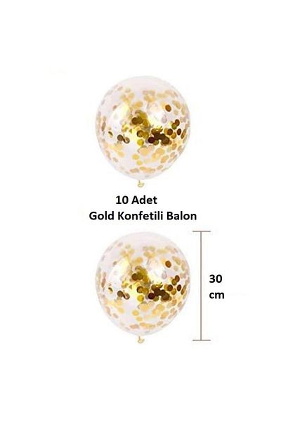 Paparti 10 Pieces - Transparent Balloon with Gold Confetti